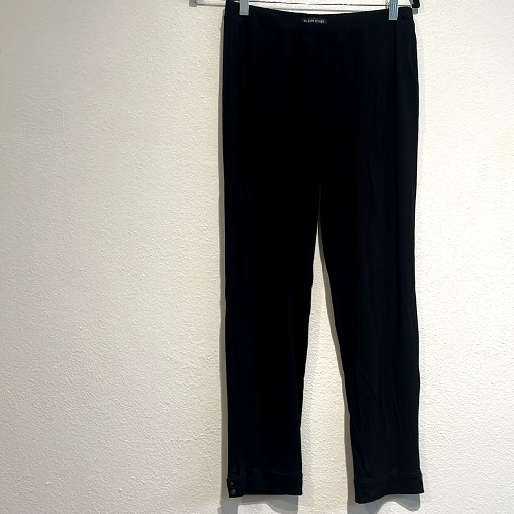 Eileen Fisher Black Leggings with Stud Snaps at Bottom